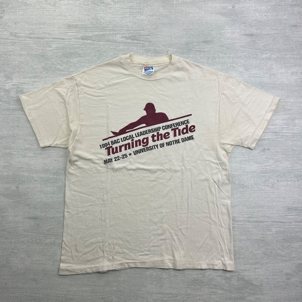 Vintage 90s BAC Leadership Conference Shirt Size‎ Large White Notre Dame College